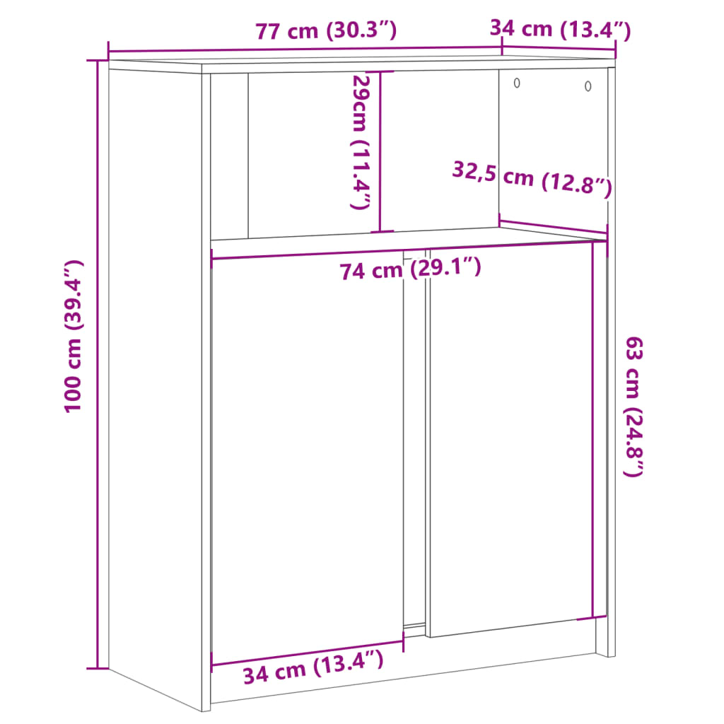 Komoda s LED svjetlima bijela 77x34x100 cm konstruirano drvo