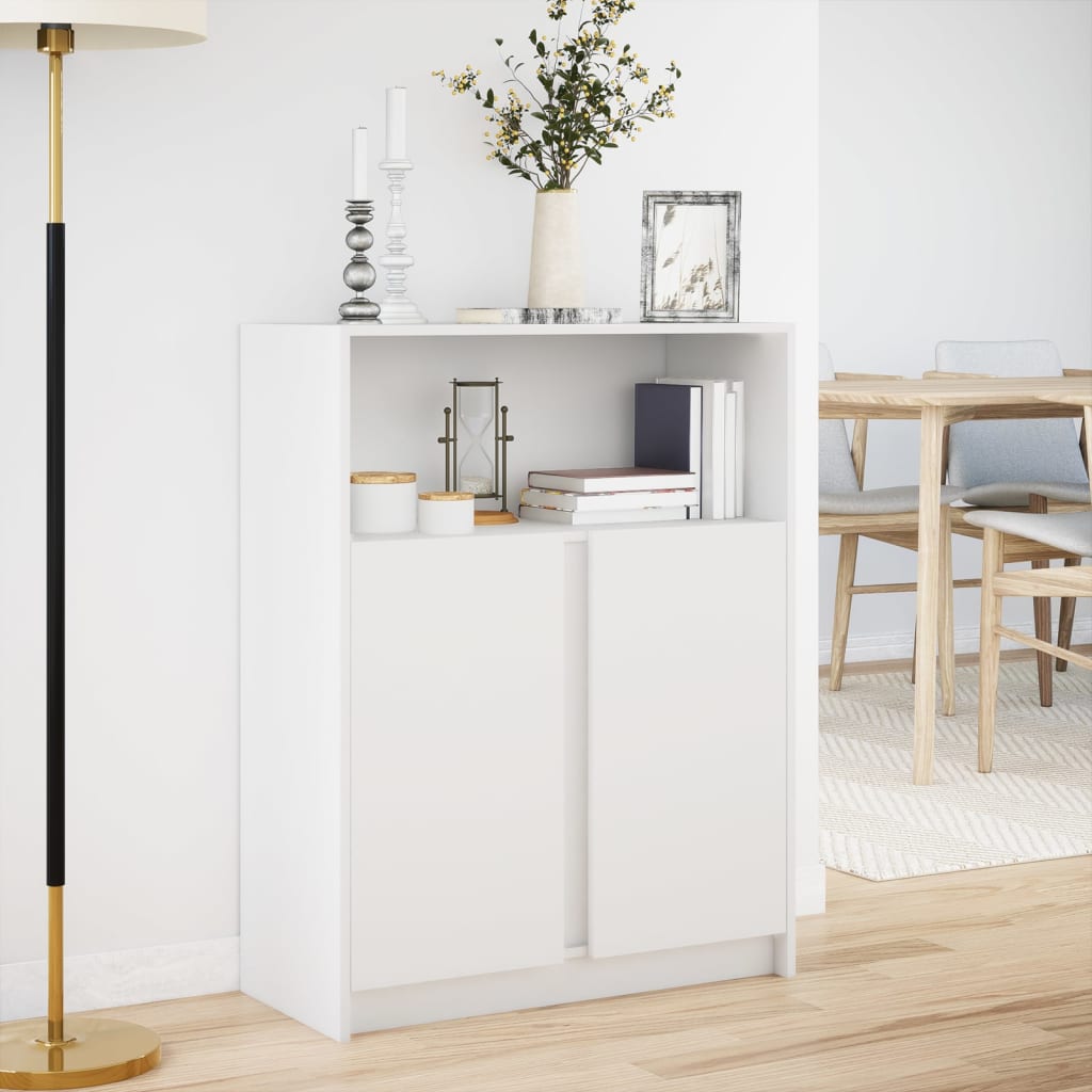 Komoda s LED svjetlima bijela 77x34x100 cm konstruirano drvo