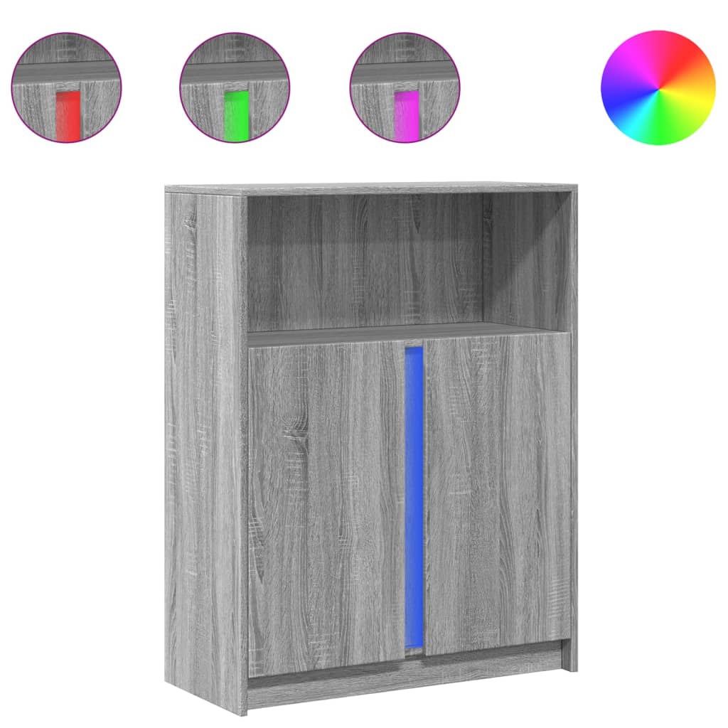 Komoda s LED svjetlima boja hrasta sonome 77x34x100 cm drvena
