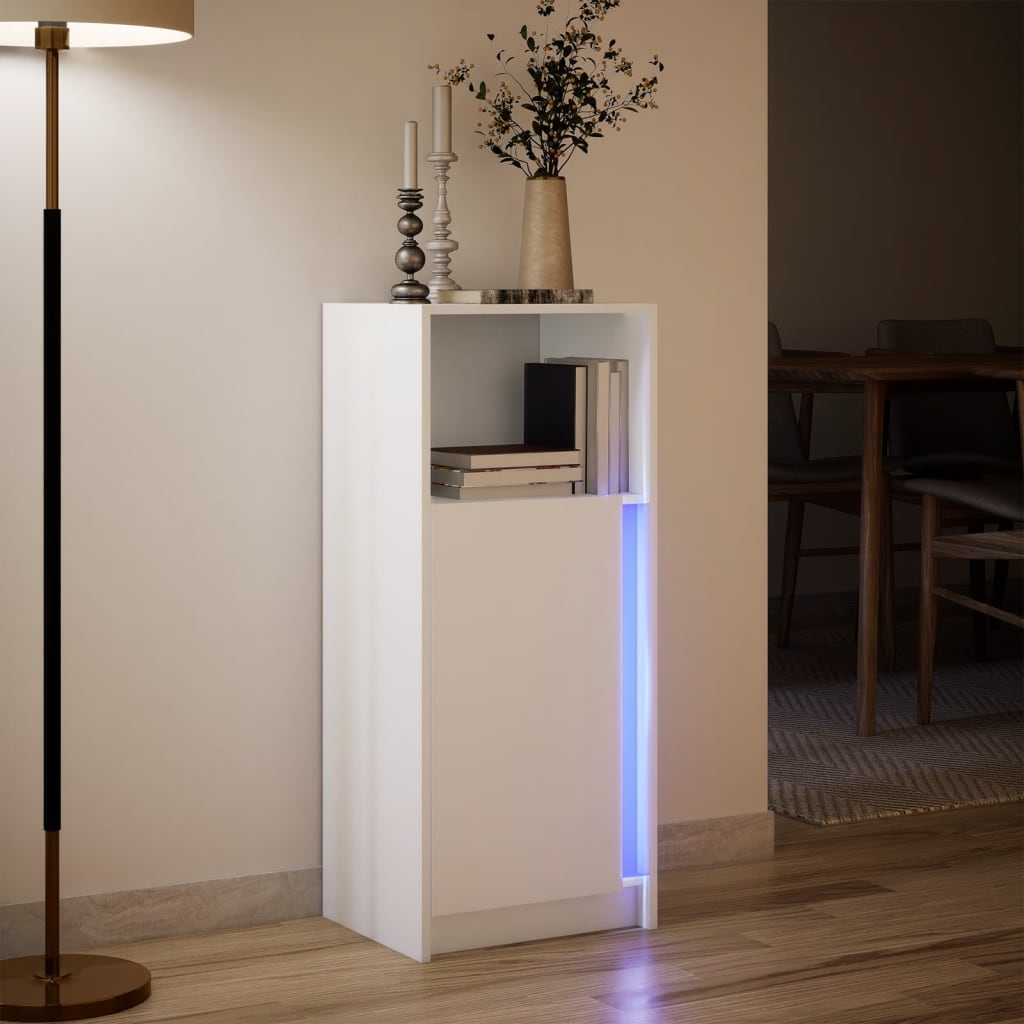 Komoda s LED svjetlima bijela 42,5x34x100 cm konstruirano drvo