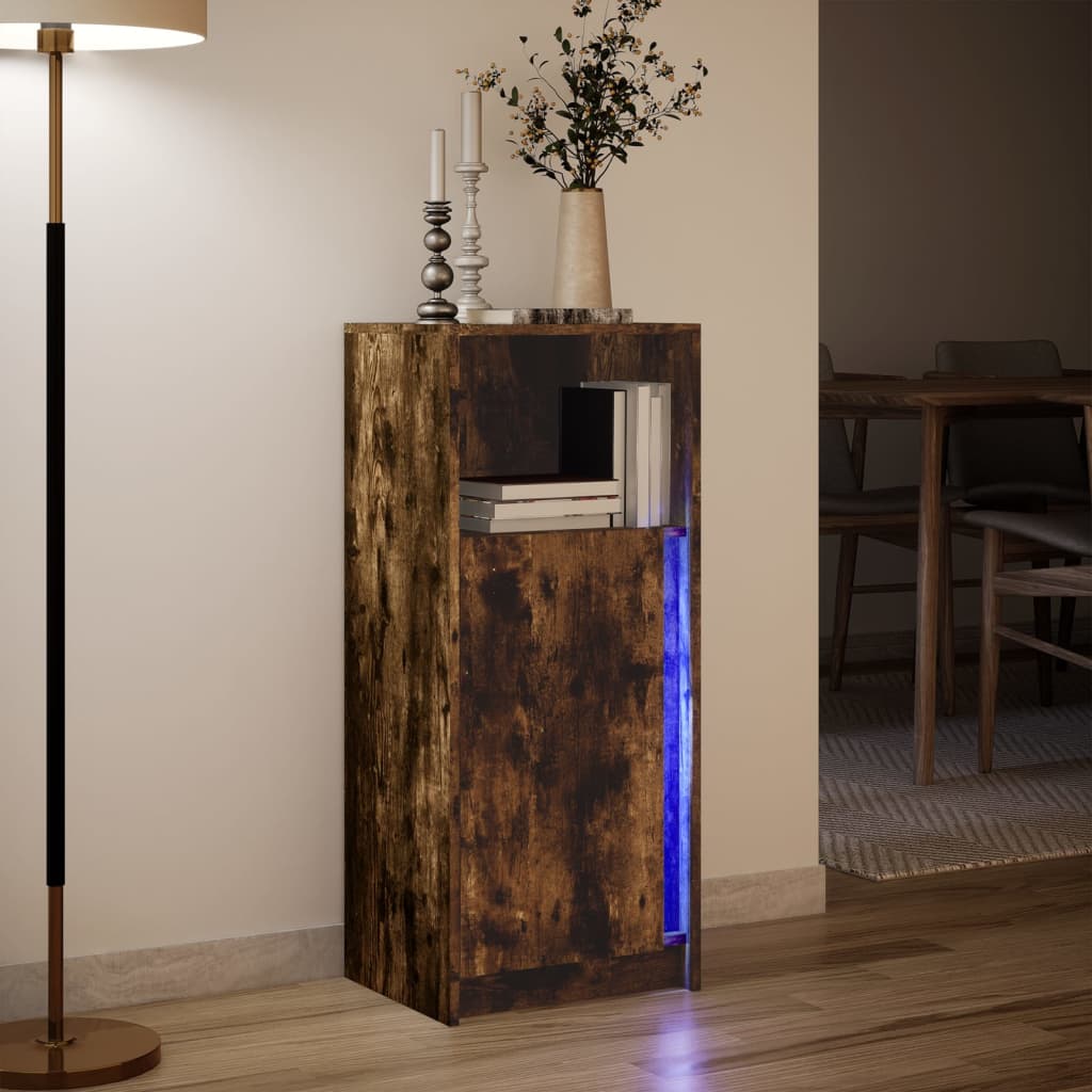 Komoda s LED svjetlima boja hrasta 42,5 x 34 x 100 cm drvena