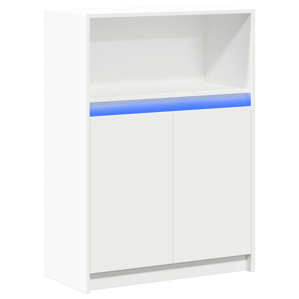 Komoda s LED svjetlima bijela 72x34x100 cm konstruirano drvo