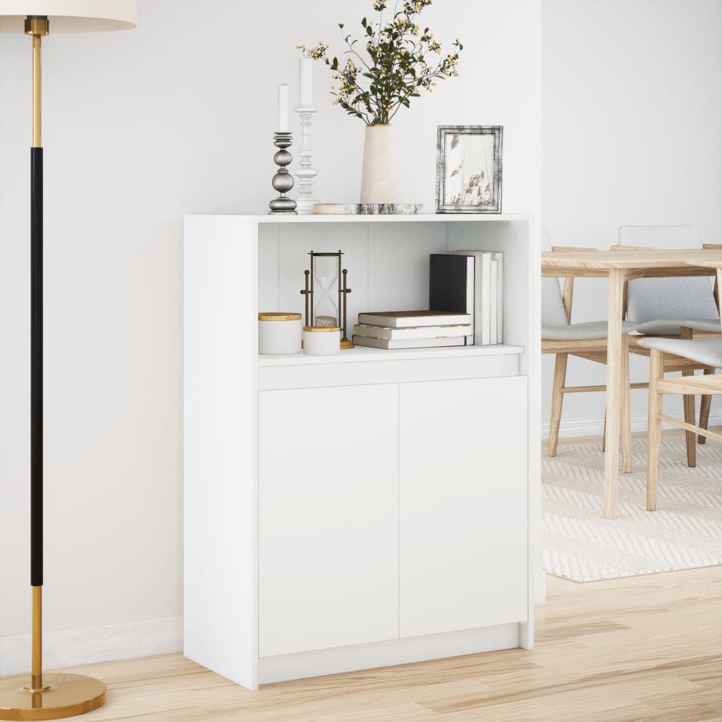 Komoda s LED svjetlima bijela 72x34x100 cm konstruirano drvo