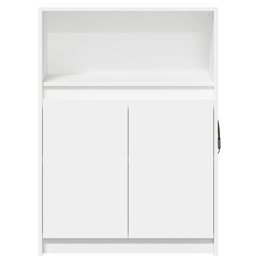 Komoda s LED svjetlima bijela 72x34x100 cm konstruirano drvo