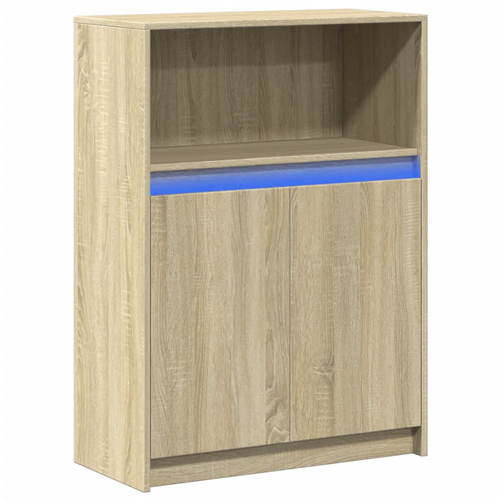 Komoda s LED svjetlima boja hrasta 72x34x100 cm drvena