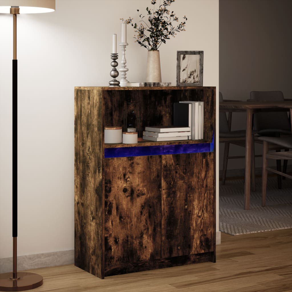 Komoda s LED svjetlima boja hrasta 72 x 34 x 100 cm drvena