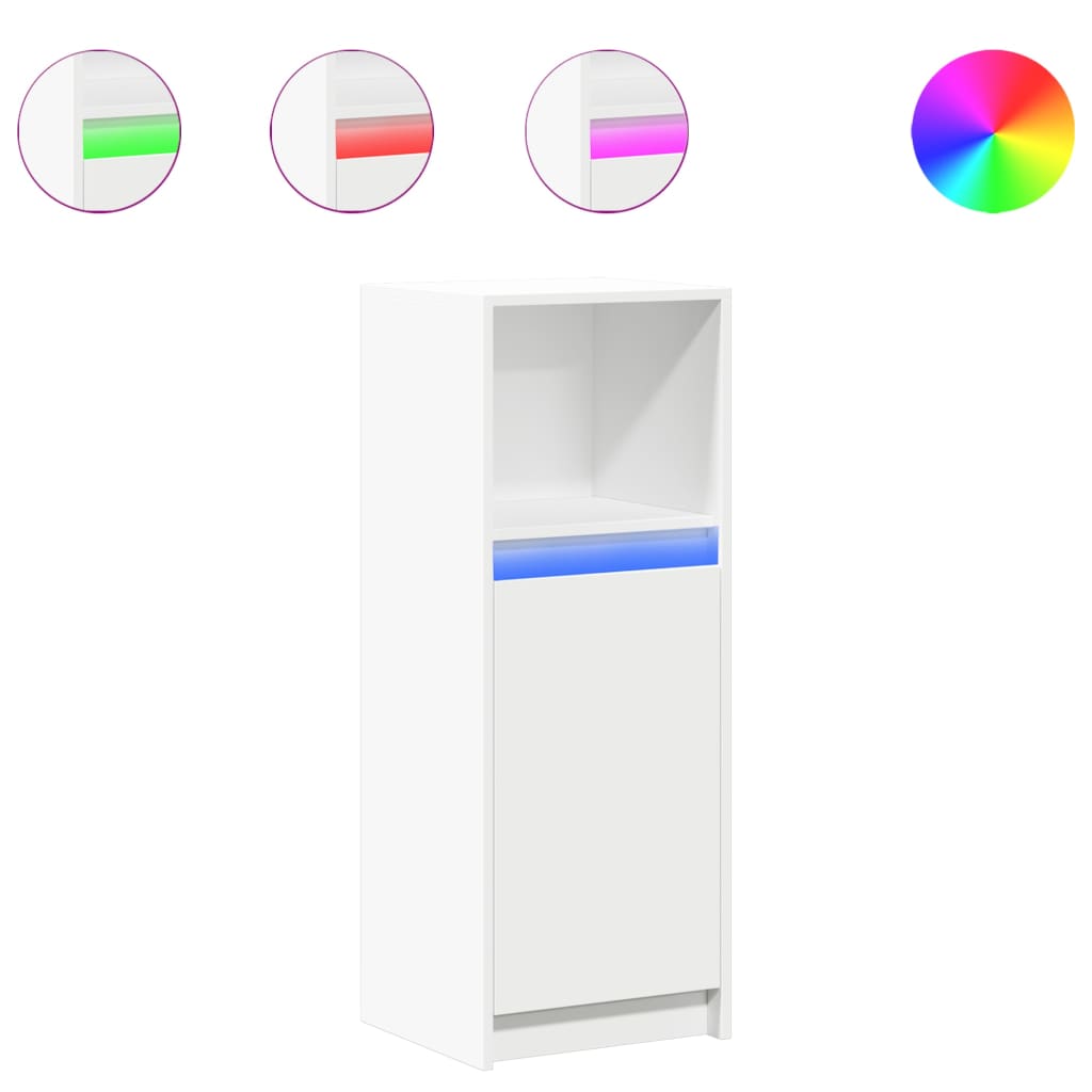 Komoda s LED svjetlima bijela 38x34x100 cm konstruirano drvo