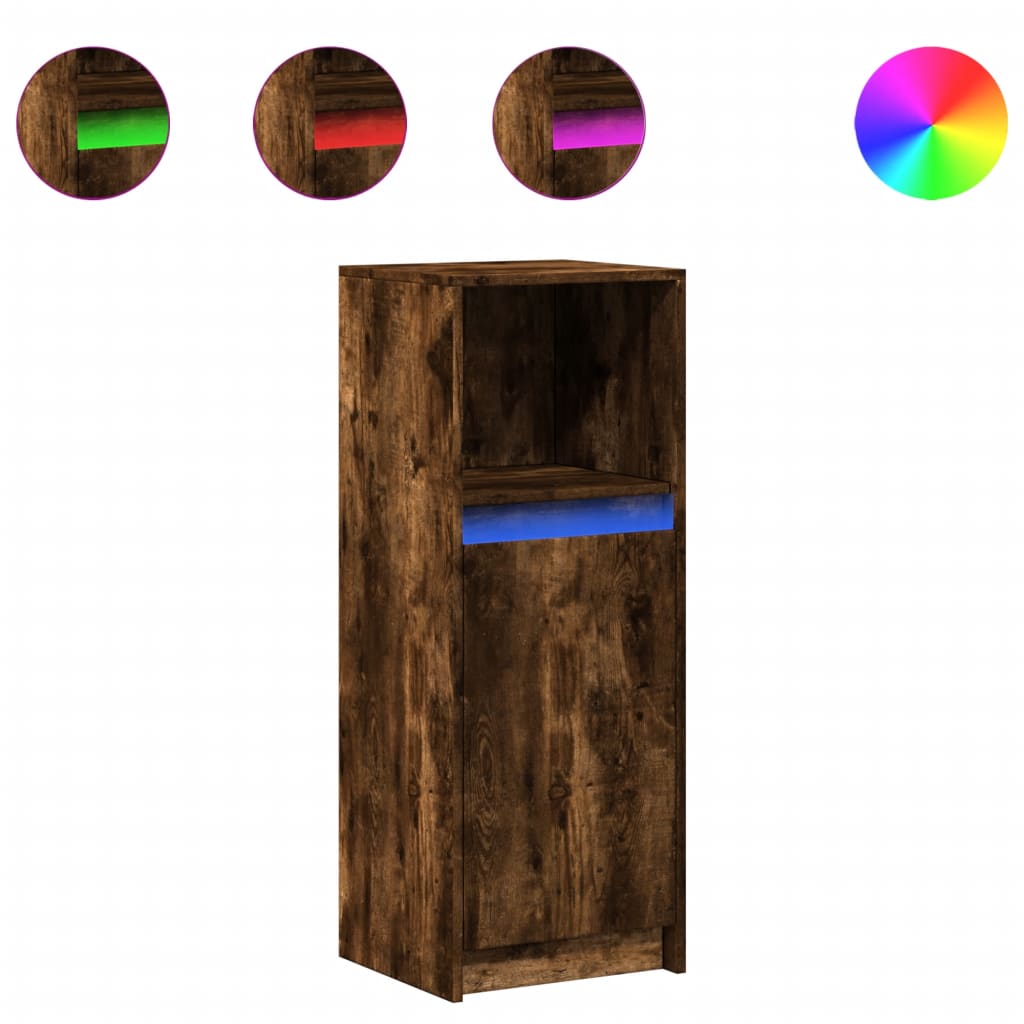 Komoda s LED svjetlima boja hrasta 38 x 34 x 100 cm drvena