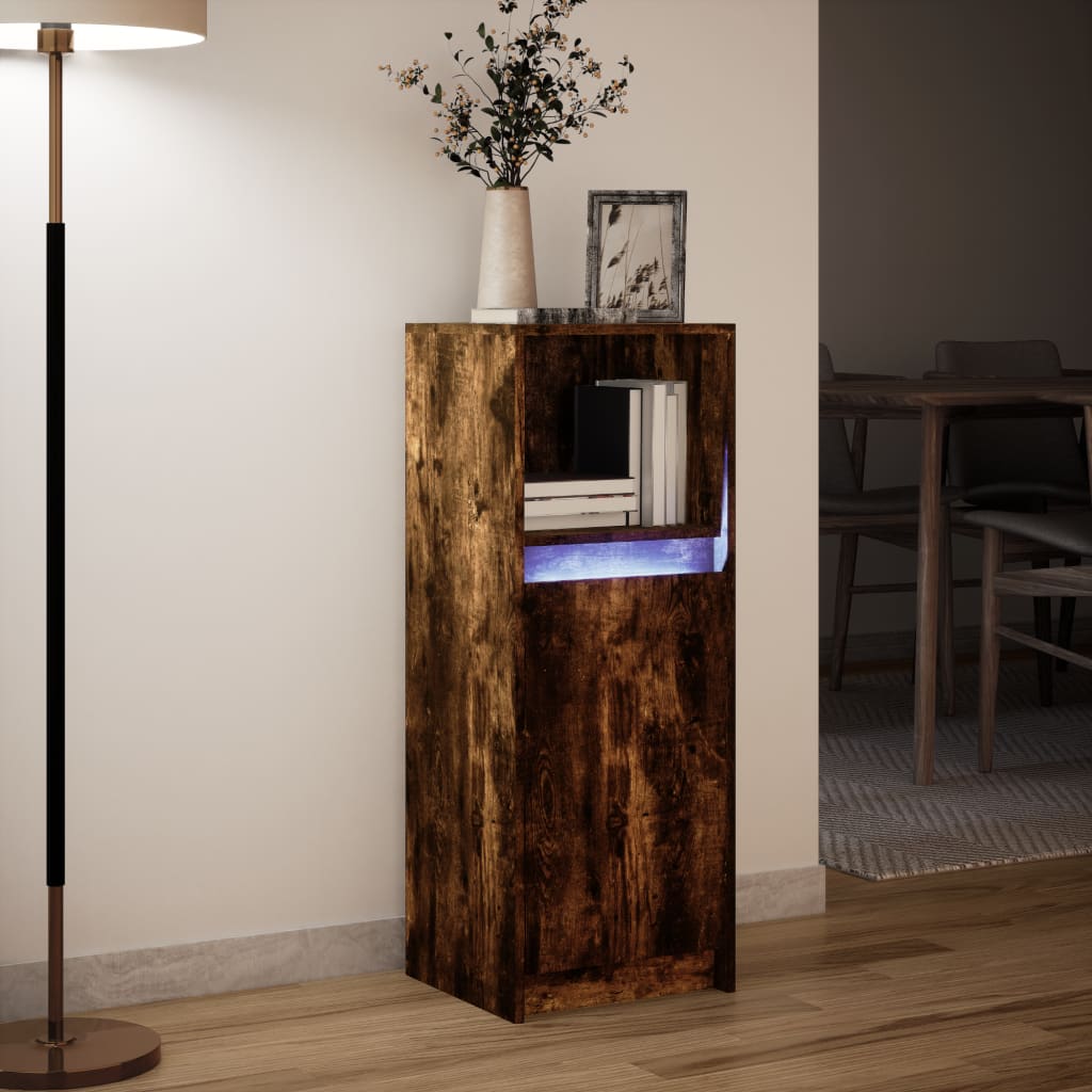 Komoda s LED svjetlima boja hrasta 38 x 34 x 100 cm drvena