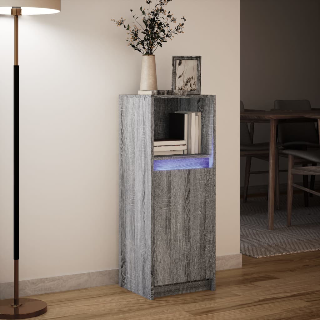 Komoda s LED svjetlima boja hrasta sonome 38x34x100 cm drvena