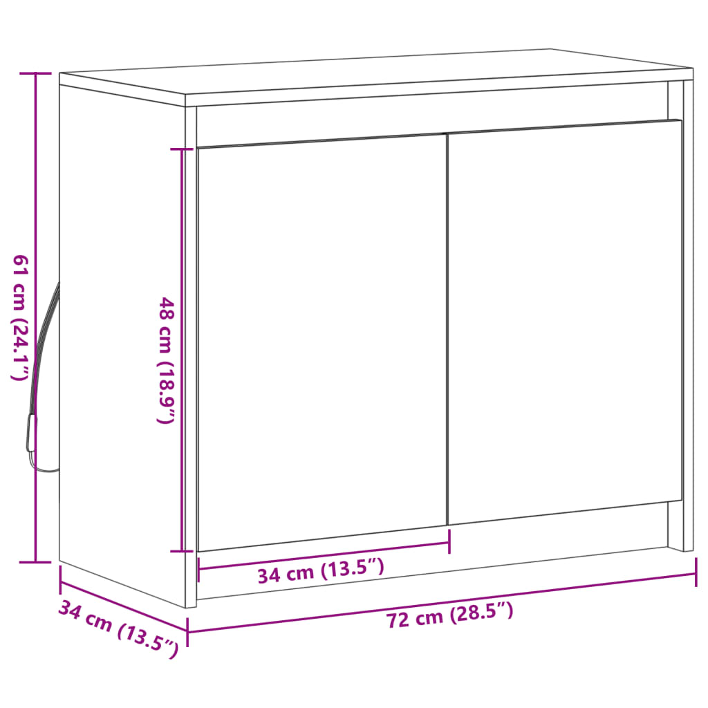 Komoda s LED siva boja betona 72x34x61 cm od konstruiranog drva