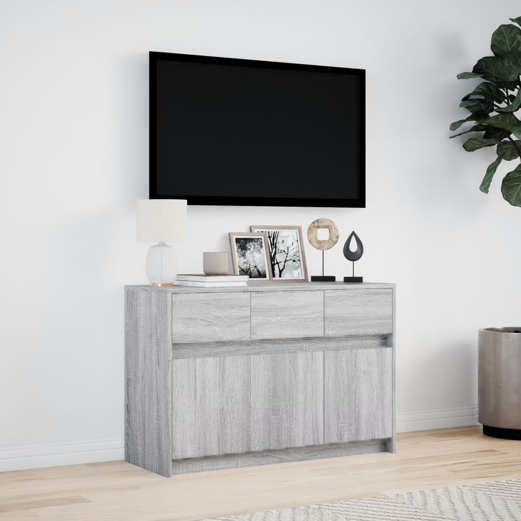 TV ormarić s LED svjetlima boja hrasta 91x34x61 cm drveni
