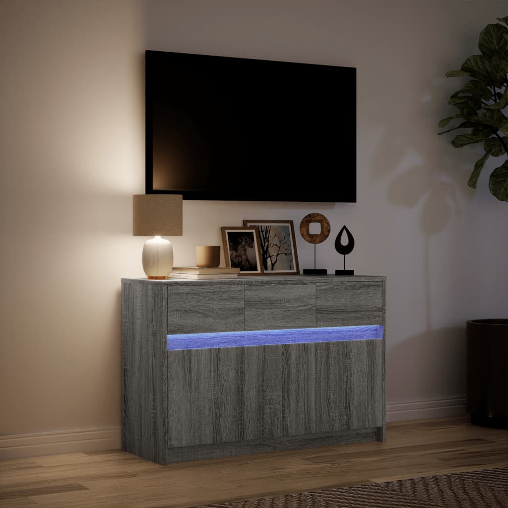 TV ormarić s LED svjetlima boja hrasta 91x34x61 cm drveni