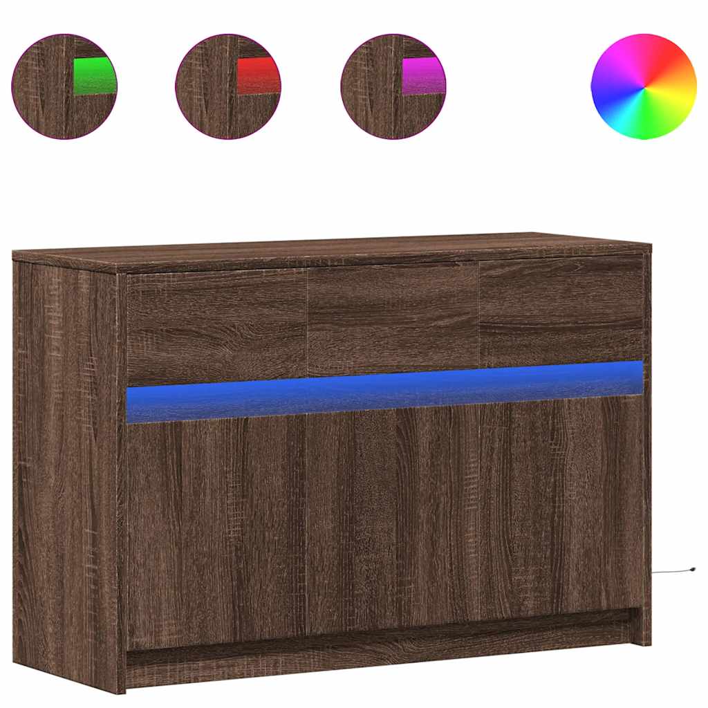 TV ormarić s LED svjetlima boja hrasta 91x34x61 cm drveni