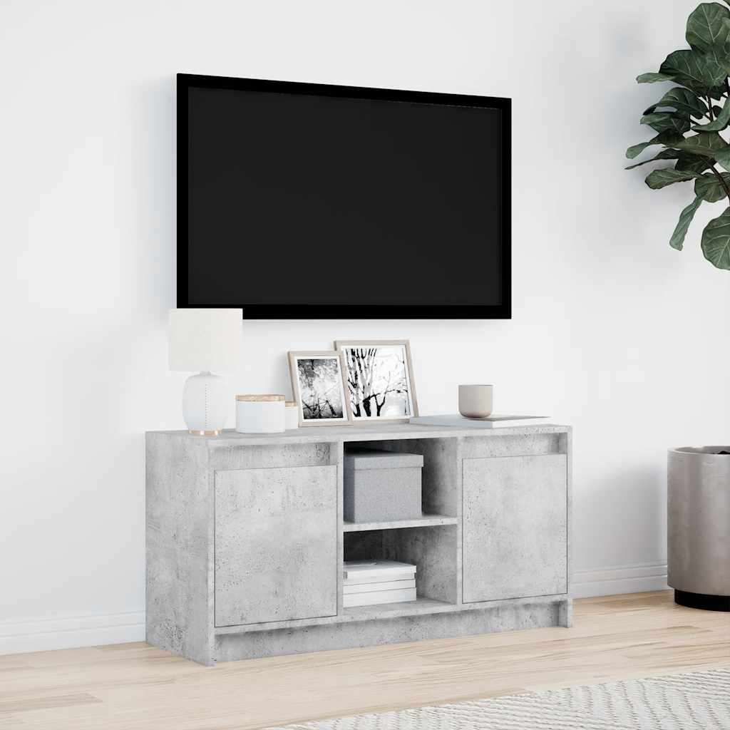 TV ormarić s LED svjetlima boja betona 100x34x50 cm drveni