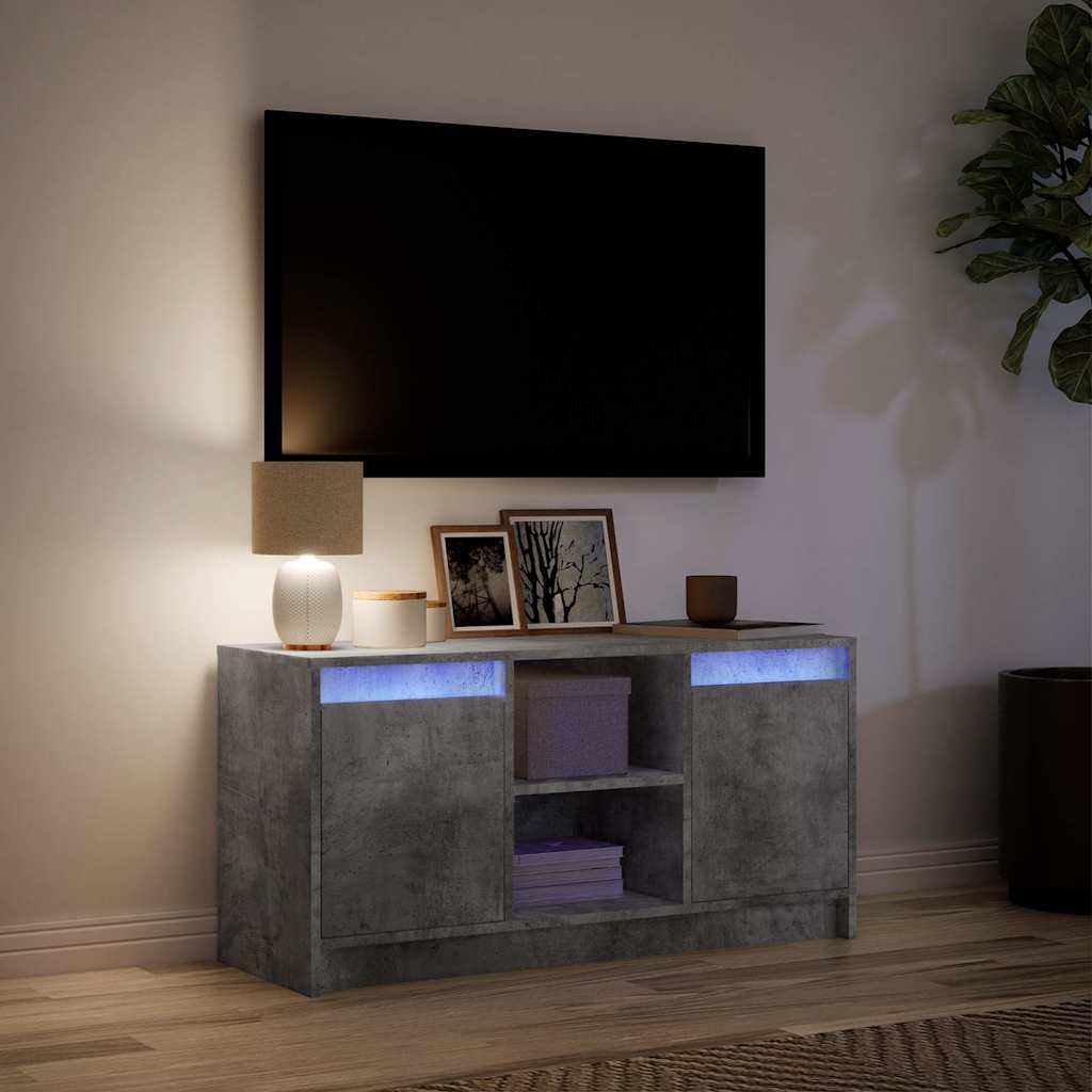 TV ormarić s LED svjetlima boja betona 100x34x50 cm drveni