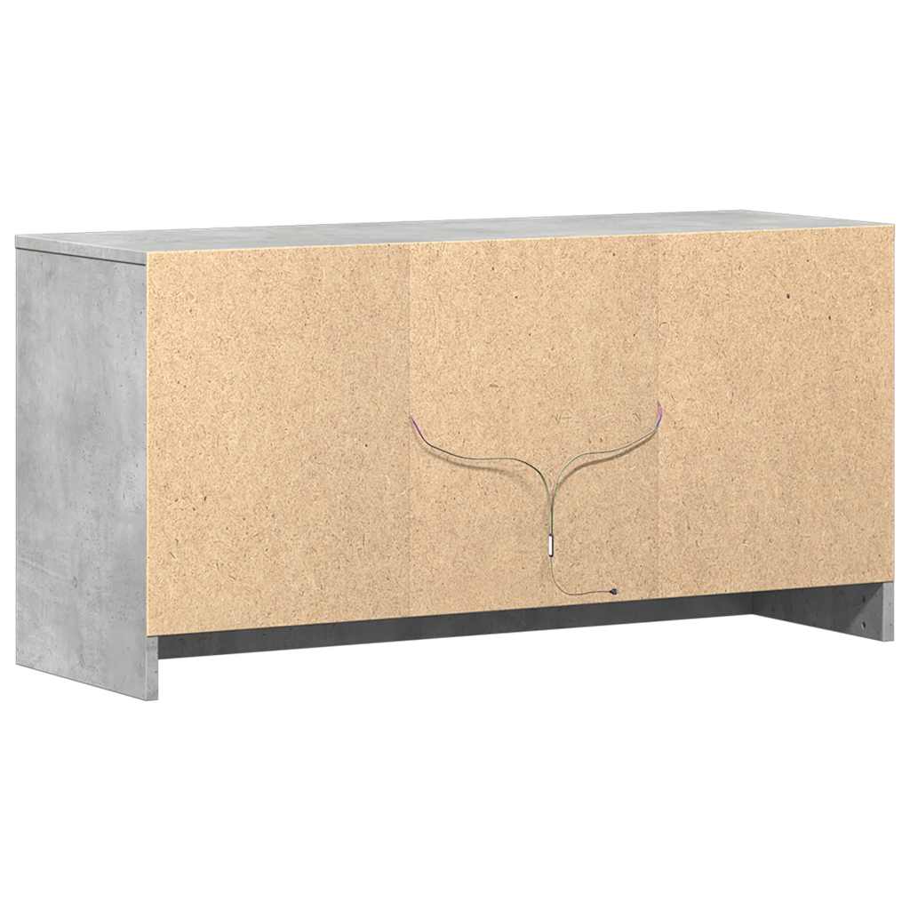 TV ormarić s LED svjetlima boja betona 100x34x50 cm drveni