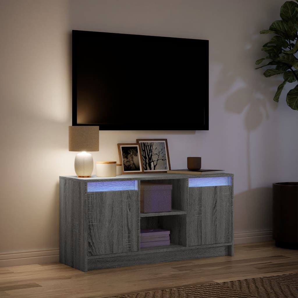 TV ormarić s LED svjetlima boja hrasta 100x34x50 cm drveni