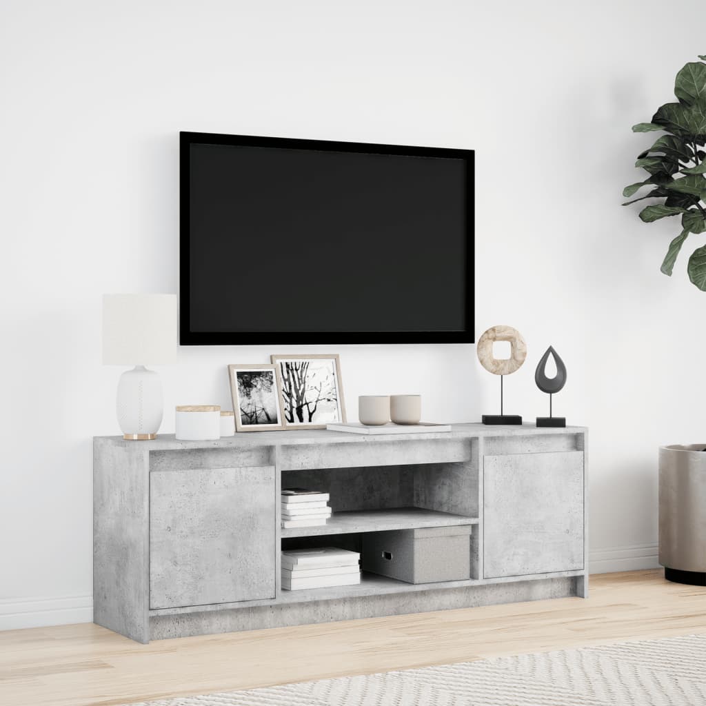 TV ormarić s LED svjetlima boja betona 139,5x34x50 cm drveni