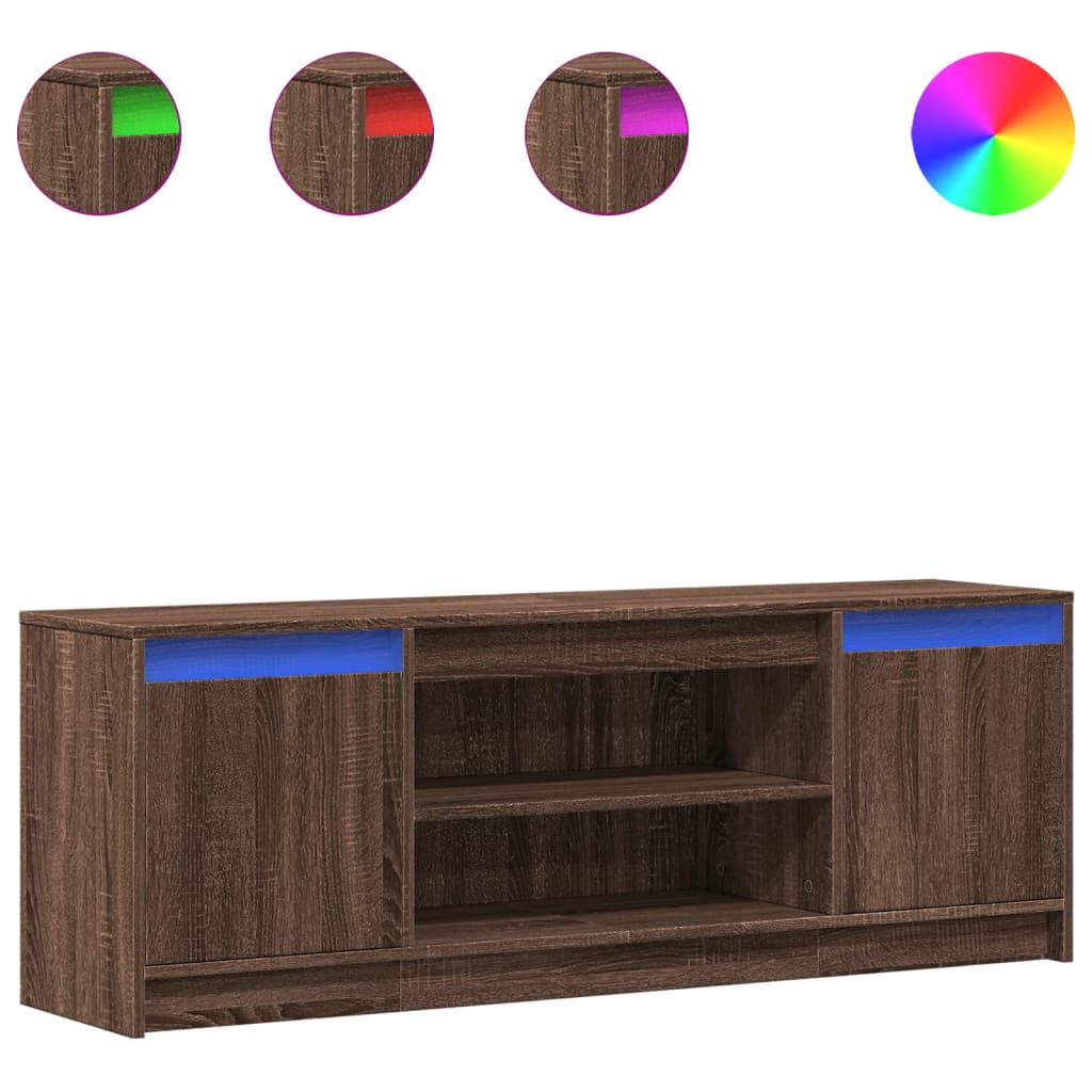 TV ormarić s LED svjetlima boja hrasta 139,5x34x50 cm drveni
