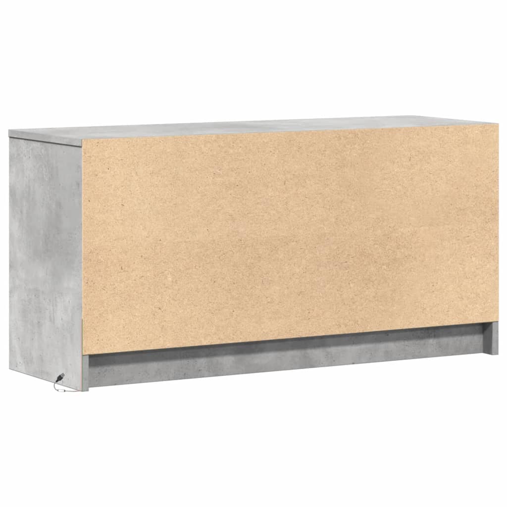 TV ormarić s LED svjetlima boja betona 100x34x50 cm drveni