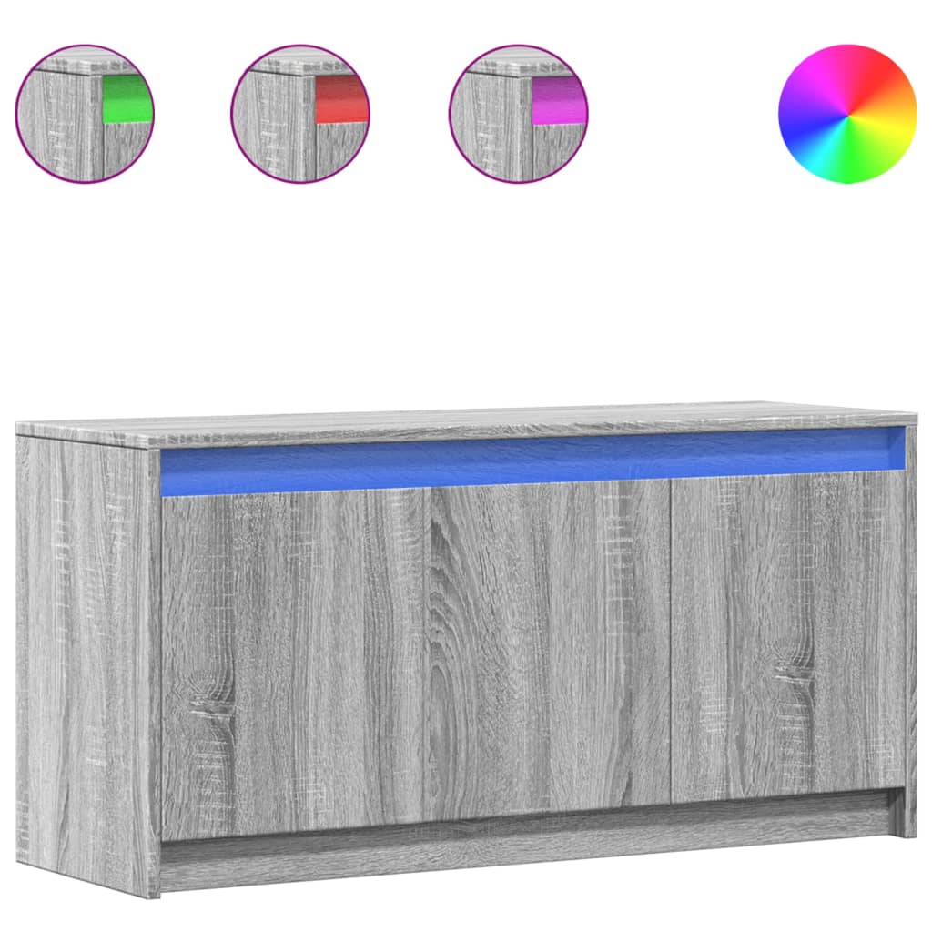 TV ormarić s LED svjetlima boja hrasta 100x34x50 cm drveni