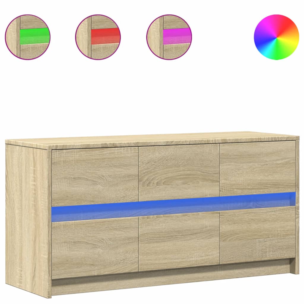 TV ormarić s LED svjetlima boja hrasta 100x34x50 cm drveni
