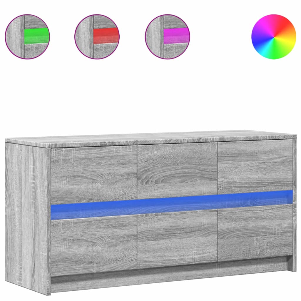 TV ormarić s LED svjetlima boja hrasta 100x34x50 cm drveni