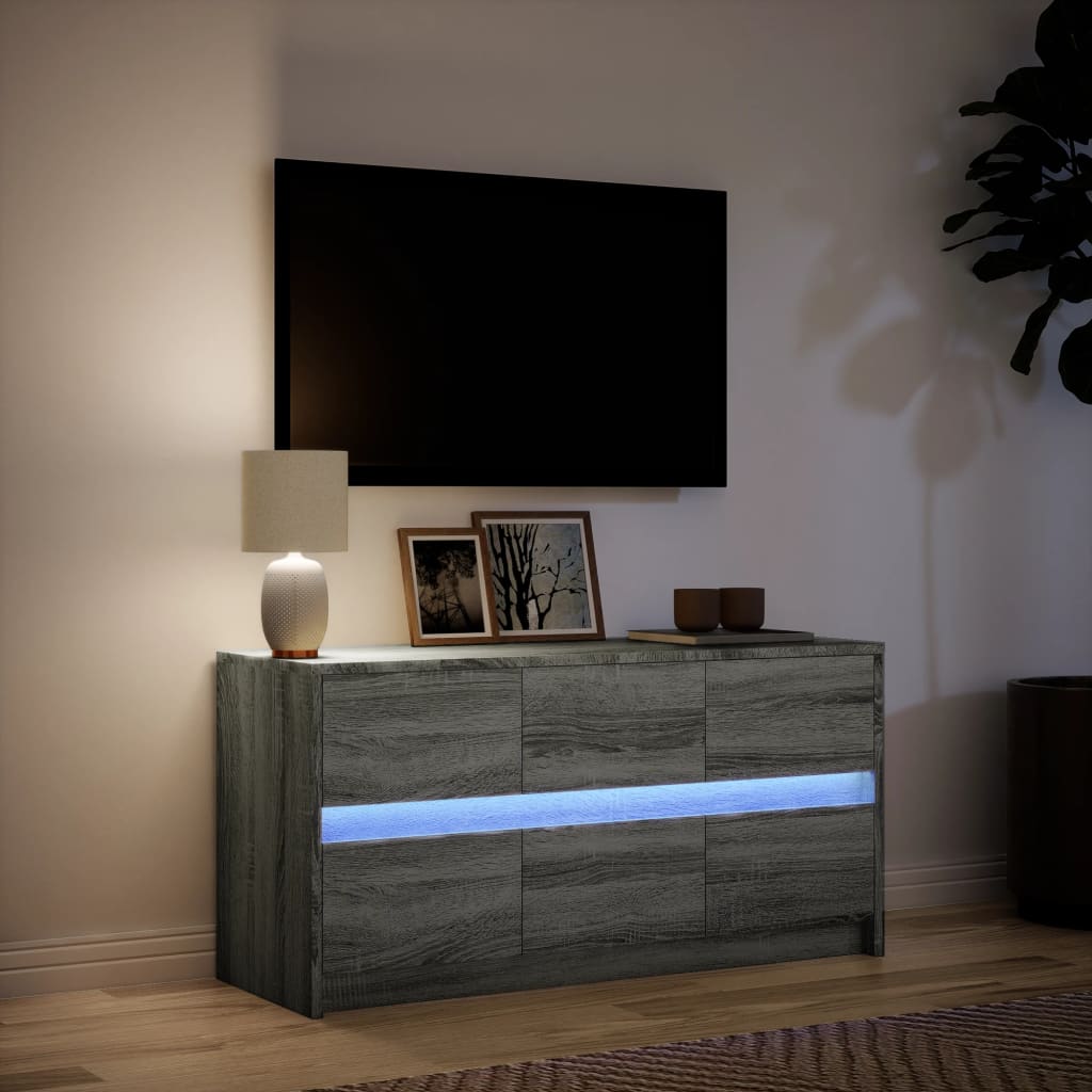 TV ormarić s LED svjetlima boja hrasta 100x34x50 cm drveni