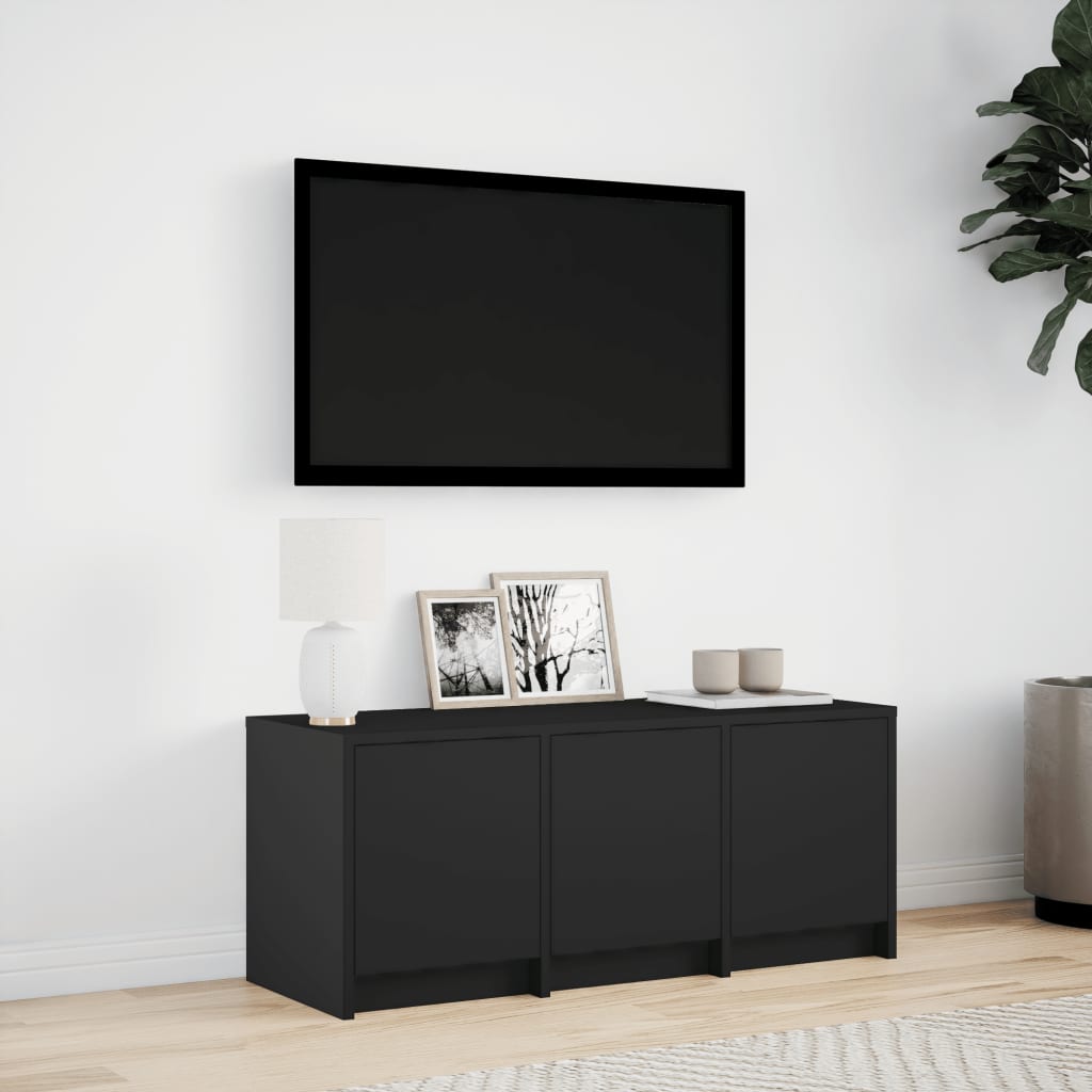 TV ormarić s LED svjetlima crni 97x34x40 cm konstruirano drvo