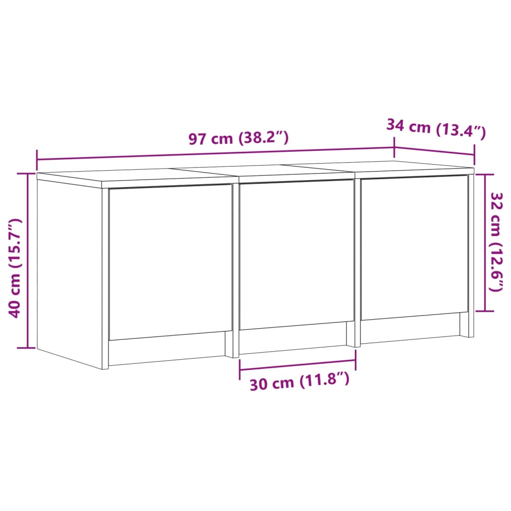 TV ormarić s LED svjetlima boja betona 97x34x40 cm drveni