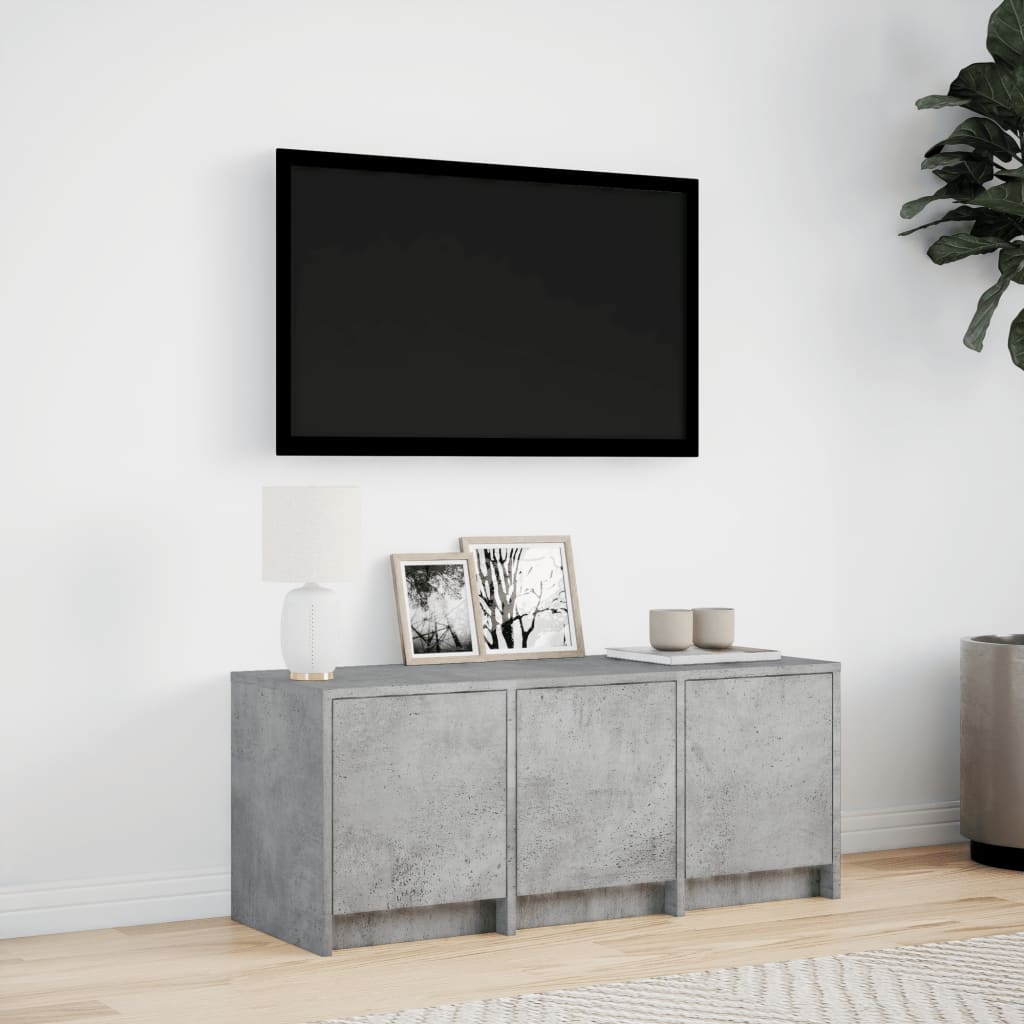 TV ormarić s LED svjetlima boja betona 97x34x40 cm drveni