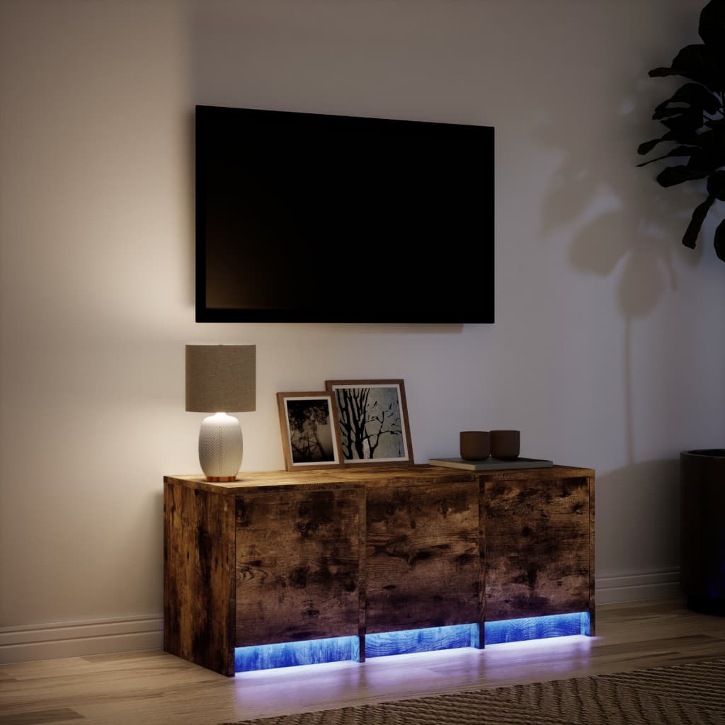 TV ormarić s LED svjetlima boja hrasta 97x34x40 cm drveni