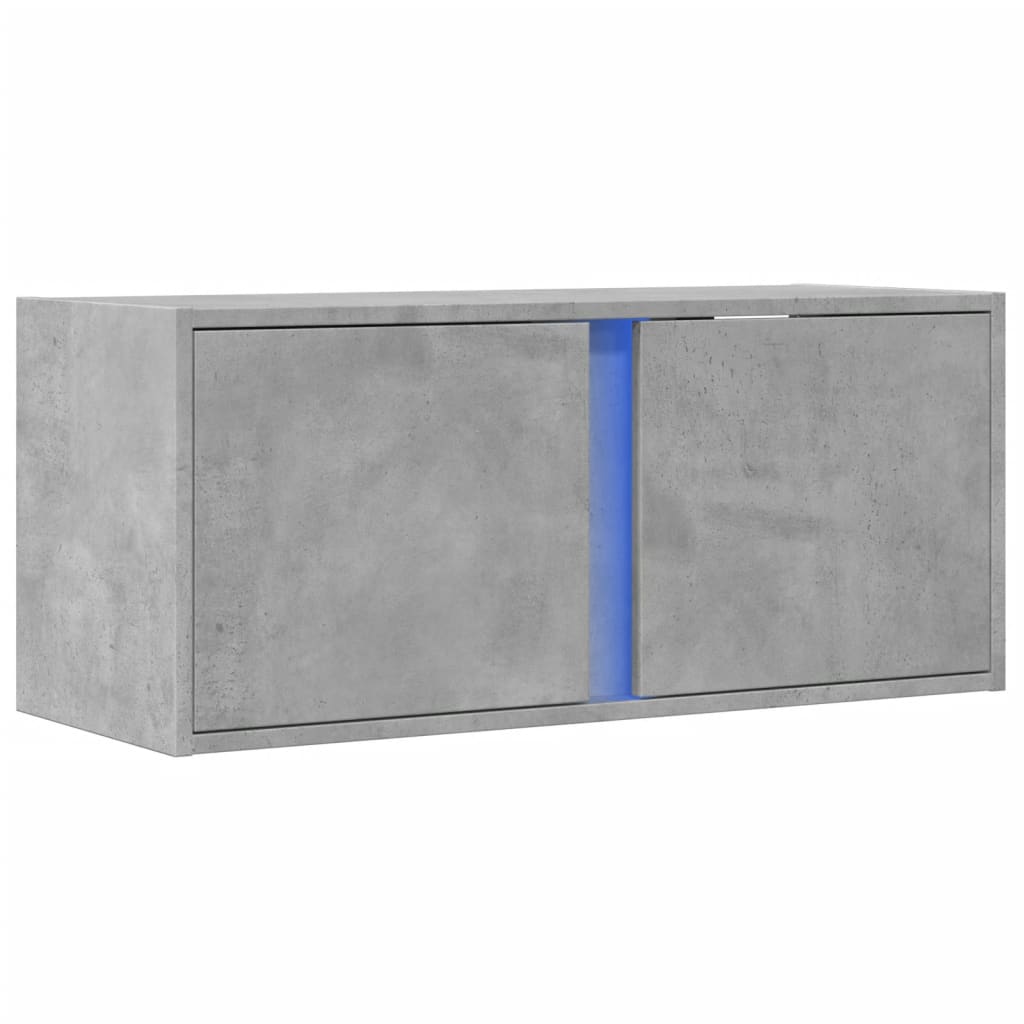 Zidni TV ormarić s LED svjetlima siva boja betona 80x31x35 cm