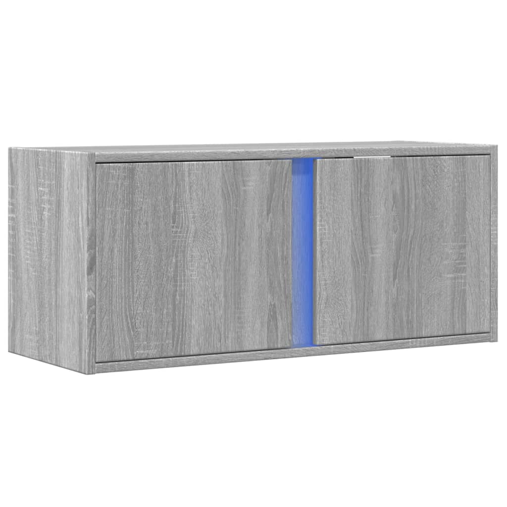 Zidni TV ormarić s LED svjetlima siva boja hrasta 80x31x35 cm