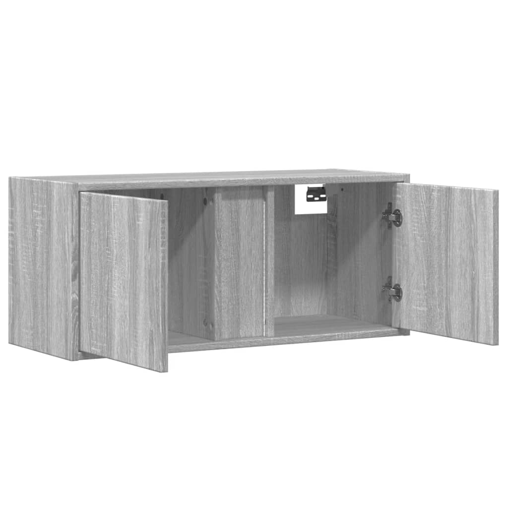 Zidni TV ormarić s LED svjetlima siva boja hrasta 80x31x35 cm