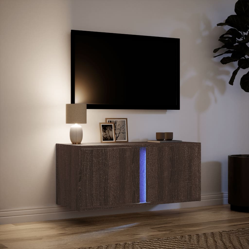 Zidni TV ormarić LED smeđa boja hrasta 80x31x35 cm