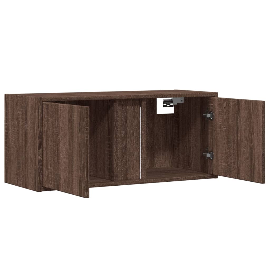 Zidni TV ormarić LED smeđa boja hrasta 80x31x35 cm