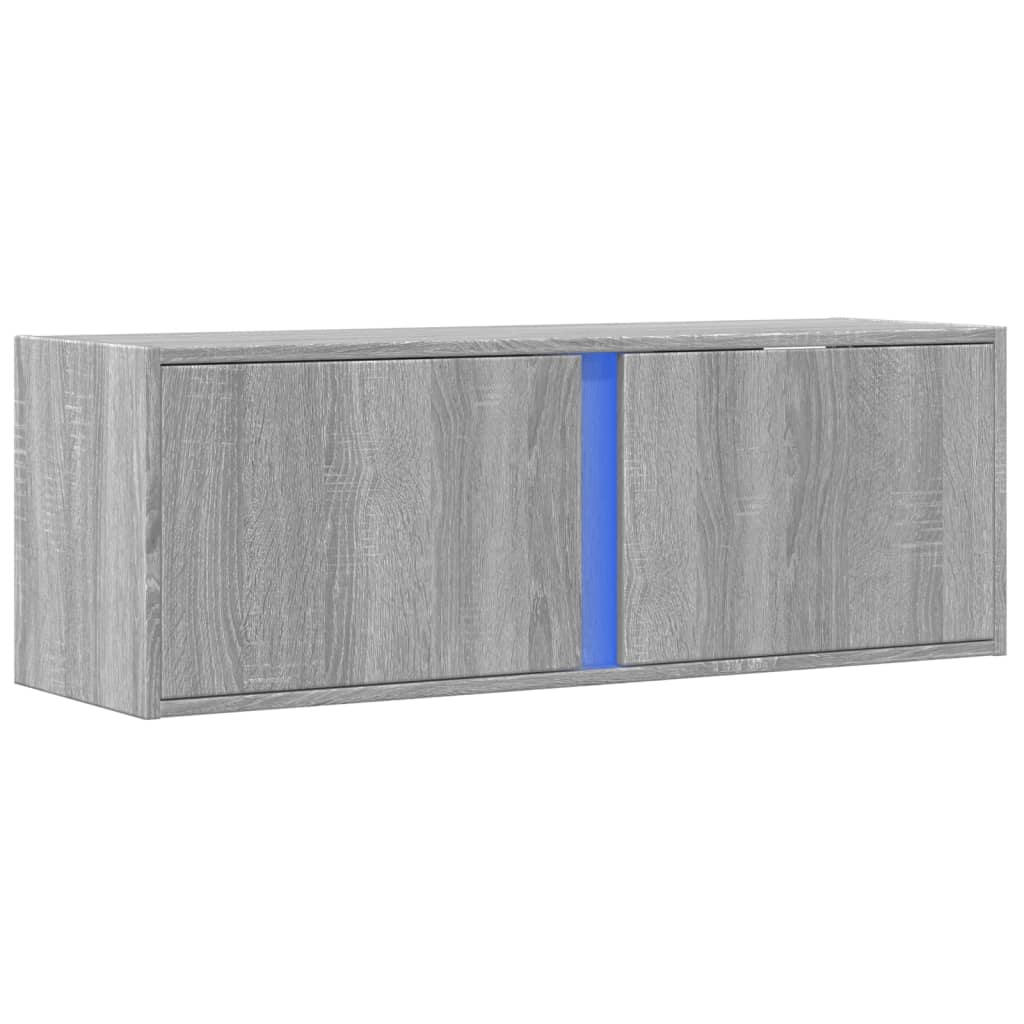 Zidni TV ormarić s LED svjetlima siva boja hrasta 100x31x35 cm