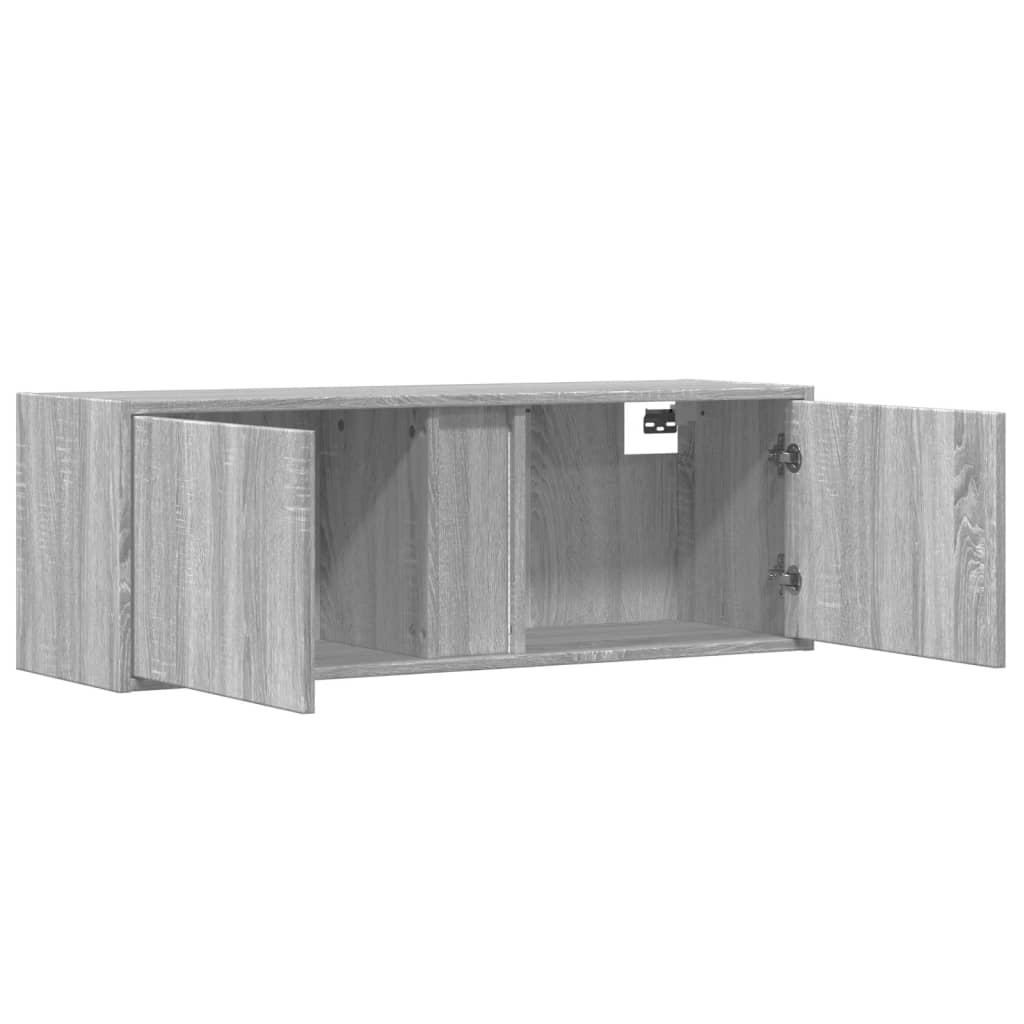 Zidni TV ormarić s LED svjetlima siva boja hrasta 100x31x35 cm