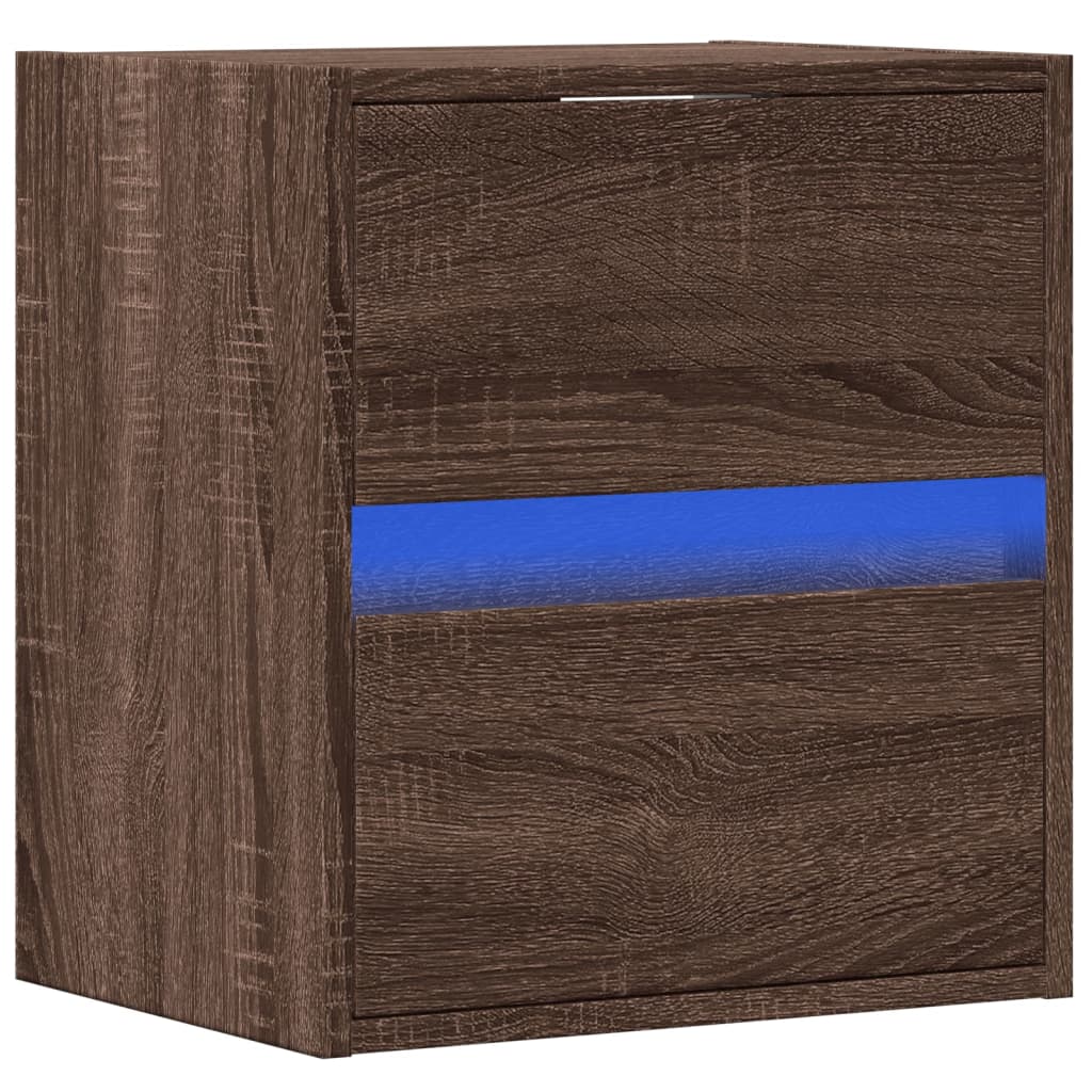 Zidni TV ormarić s LED svjetlima boja hrasta 41x31x45 cm