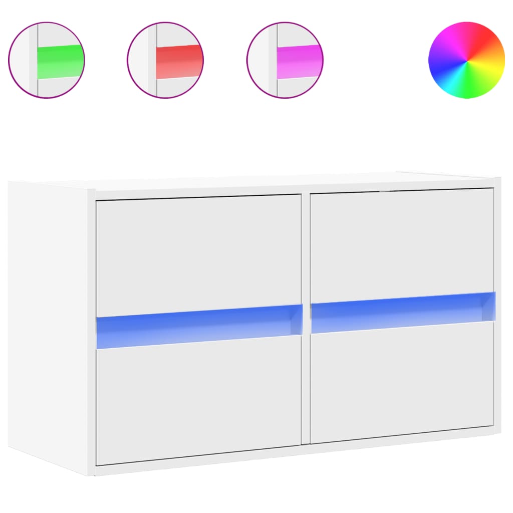 Zidni TV ormarić s LED svjetlima bijeli 80 x 31 x 45 cm