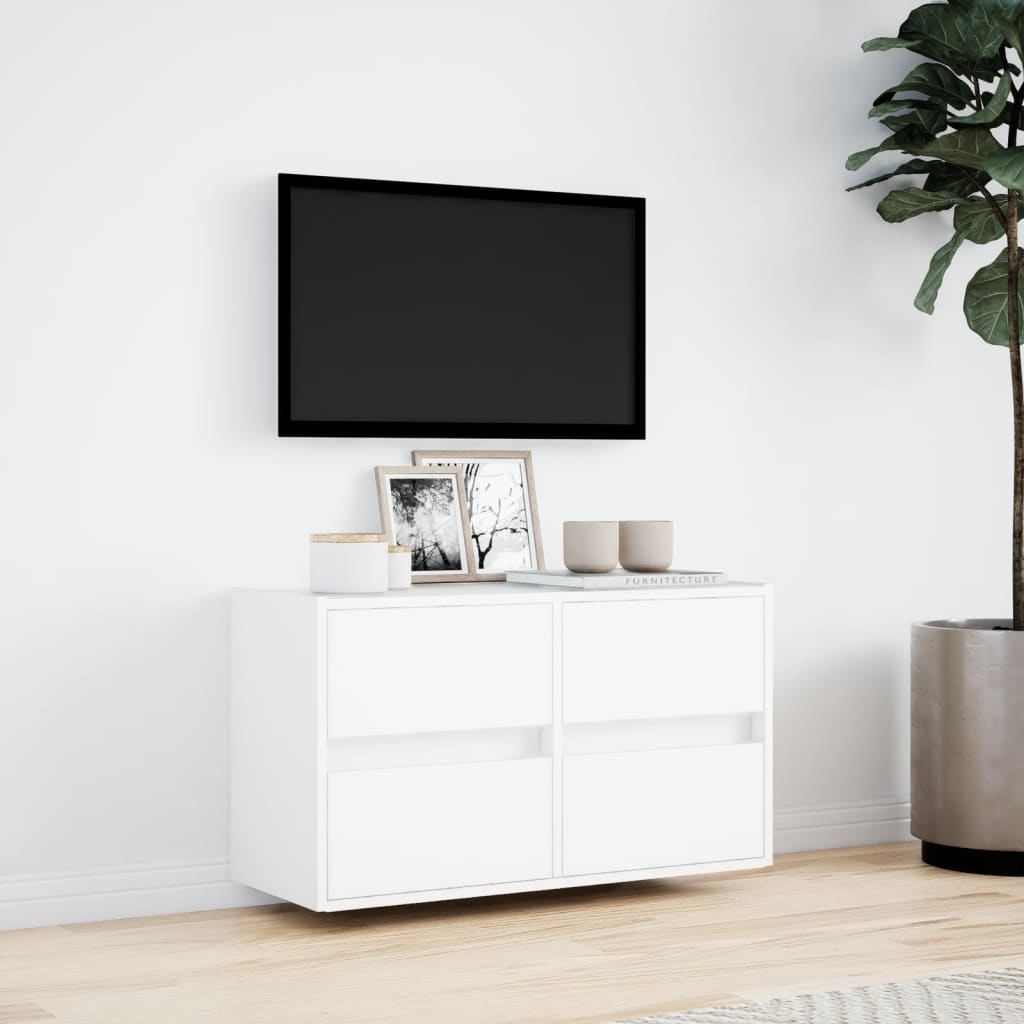 Zidni TV ormarić s LED svjetlima bijeli 80 x 31 x 45 cm