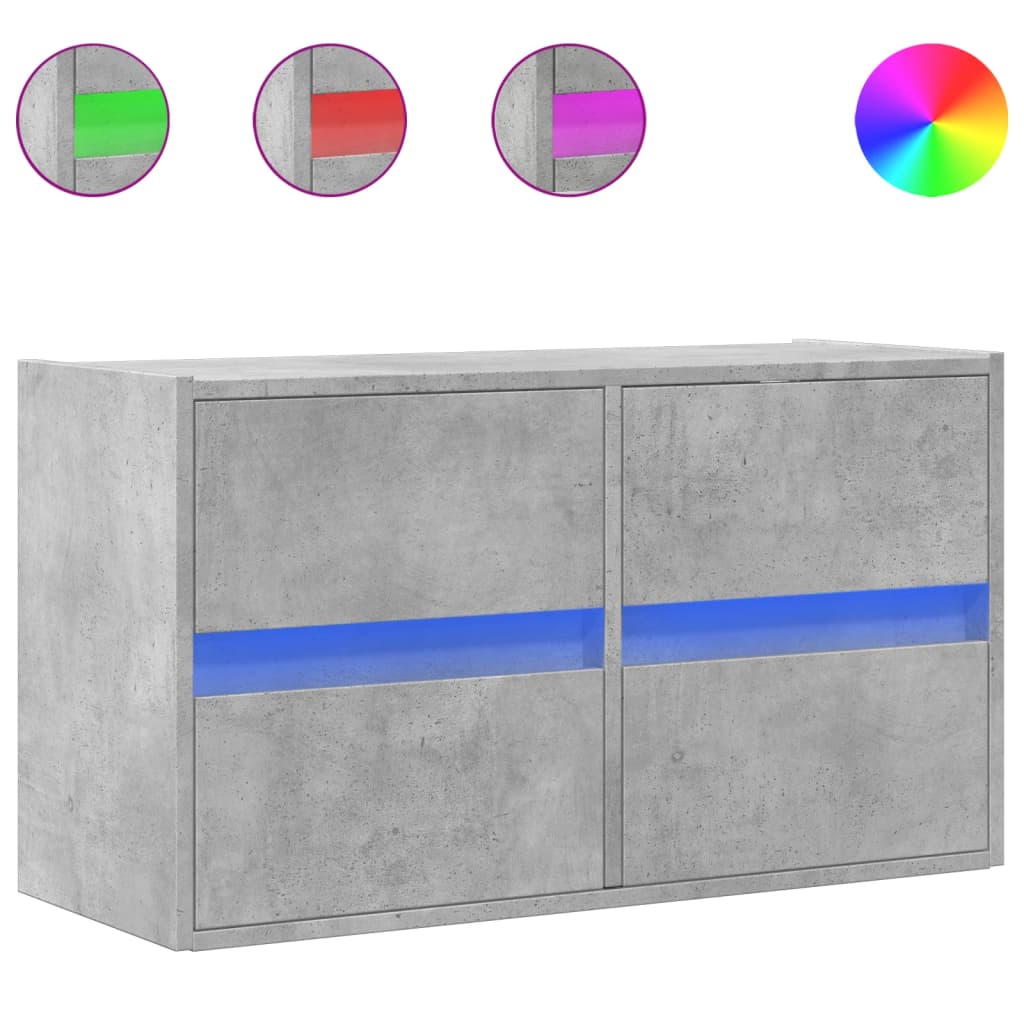 Zidni TV ormarić s LED svjetlima boja betona 80 x 31 x 45 cm