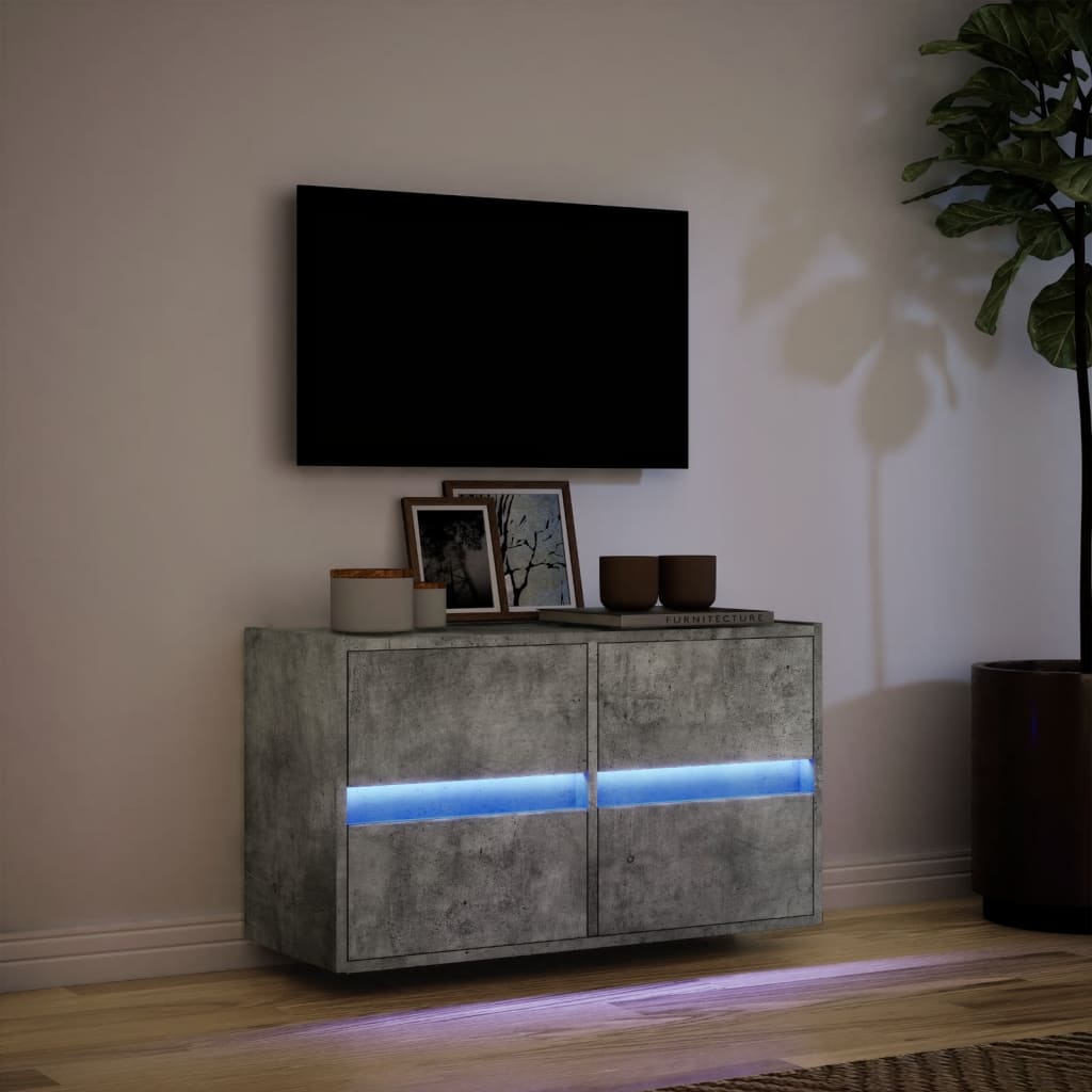 Zidni TV ormarić s LED svjetlima boja betona 80 x 31 x 45 cm