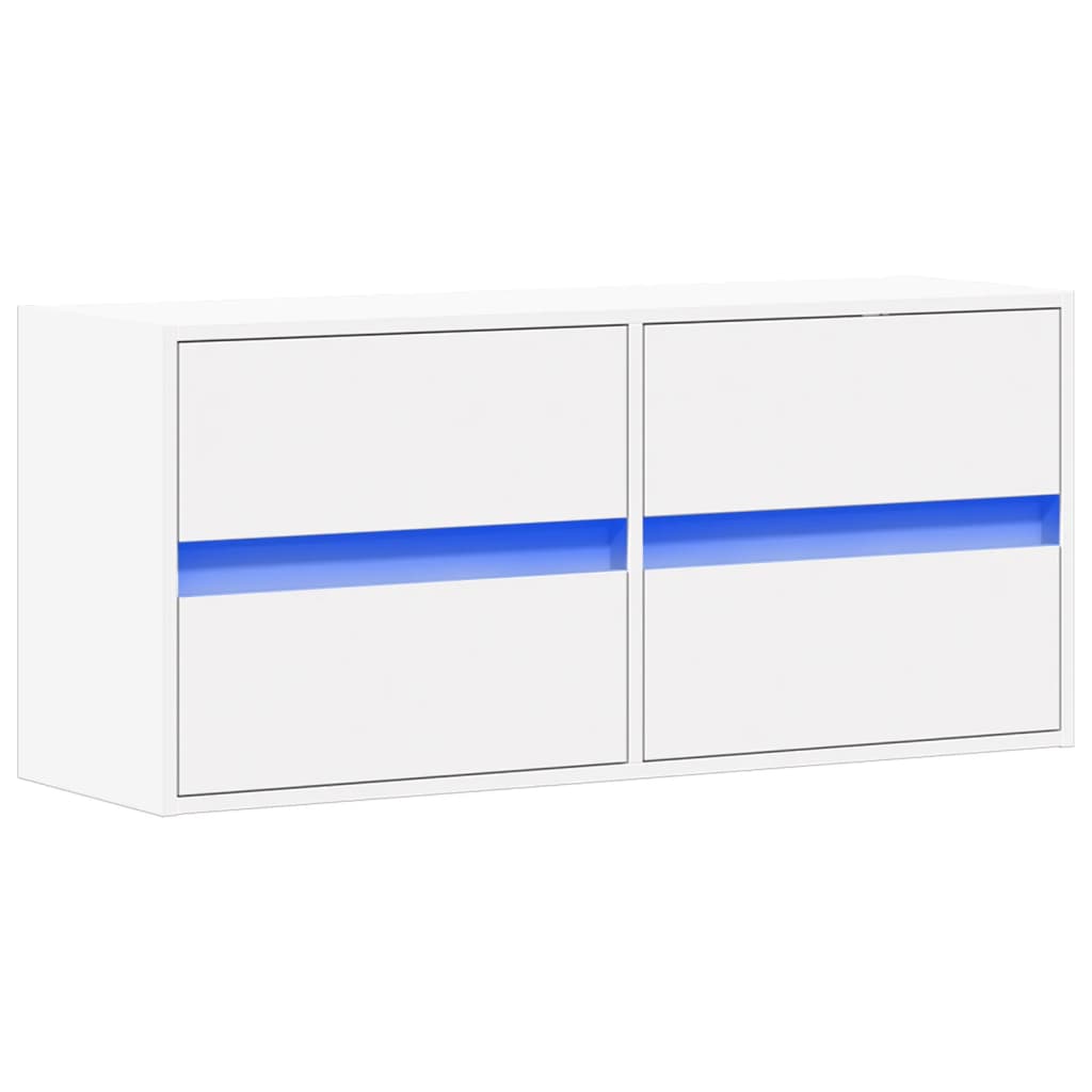 Zidni TV ormarić s LED svjetlima bijeli 100x31x45 cm