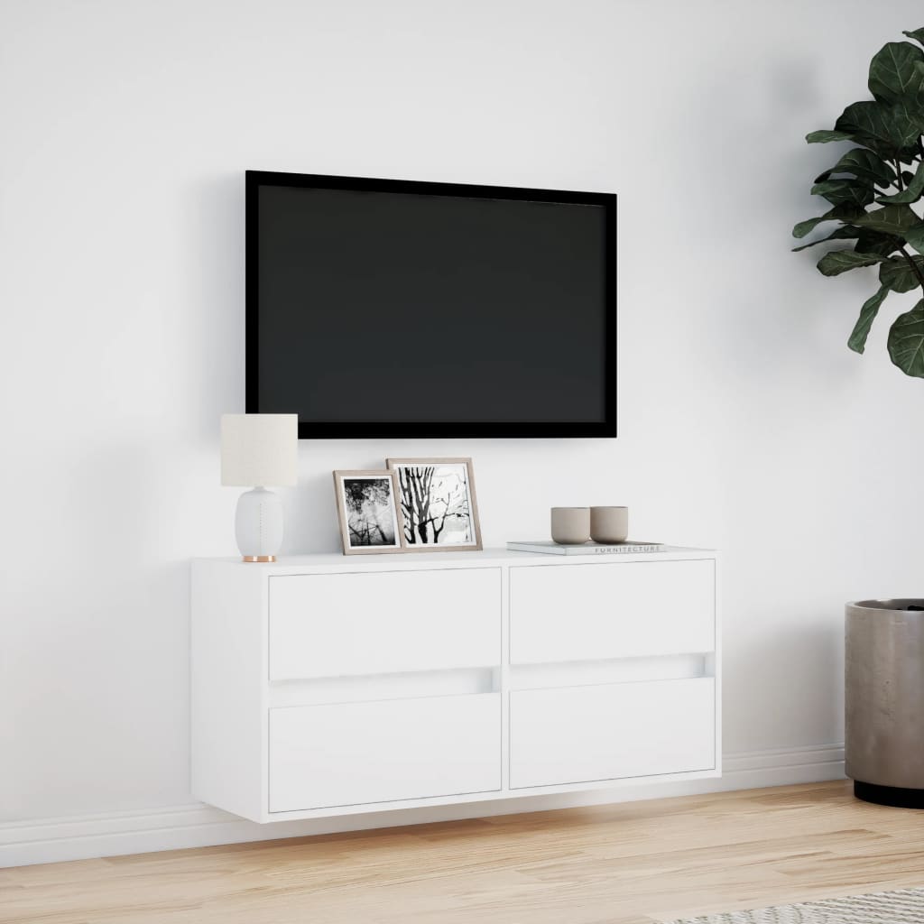 Zidni TV ormarić s LED svjetlima bijeli 100x31x45 cm