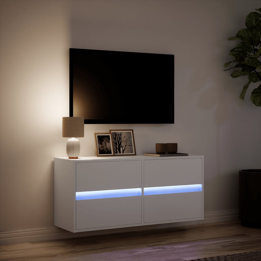 Zidni TV ormarić s LED svjetlima bijeli 100x31x45 cm