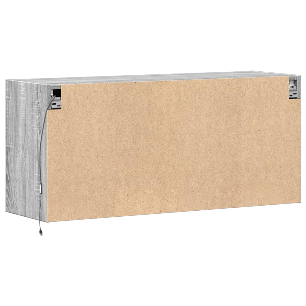 Zidni TV ormarić s LED svjetlima siva boja hrasta 100x31x45 cm