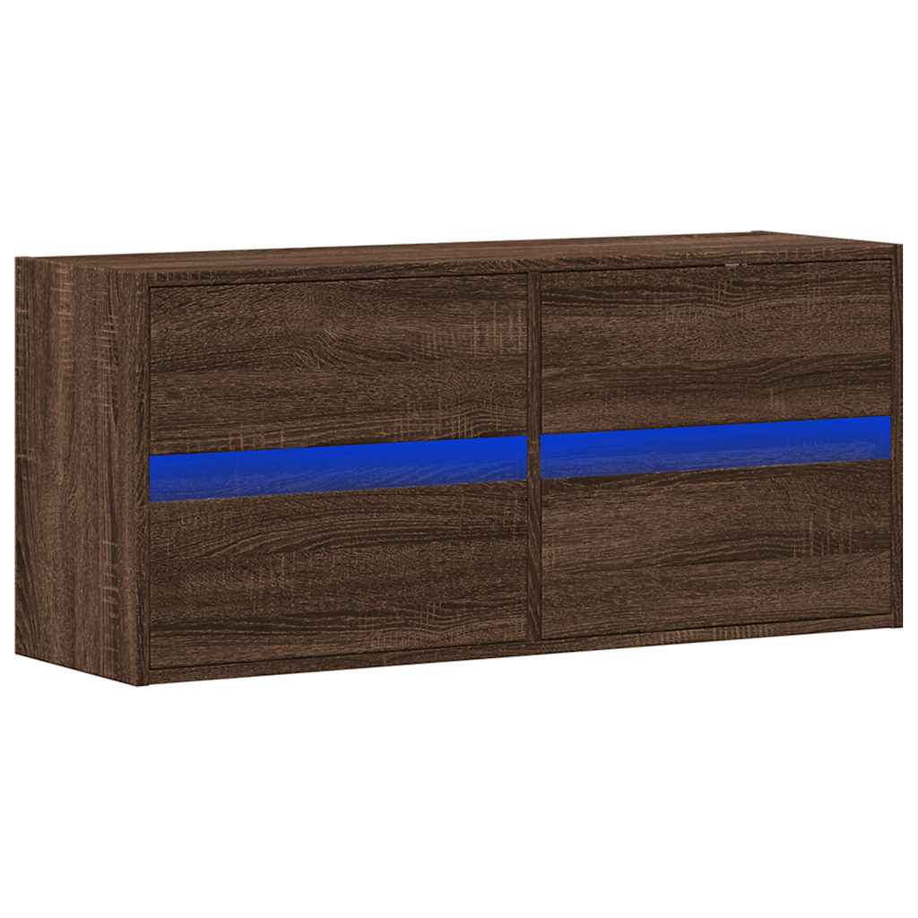 Zidni TV ormarić s LED svjetlima smeđa boja hrasta 100x31x45 cm